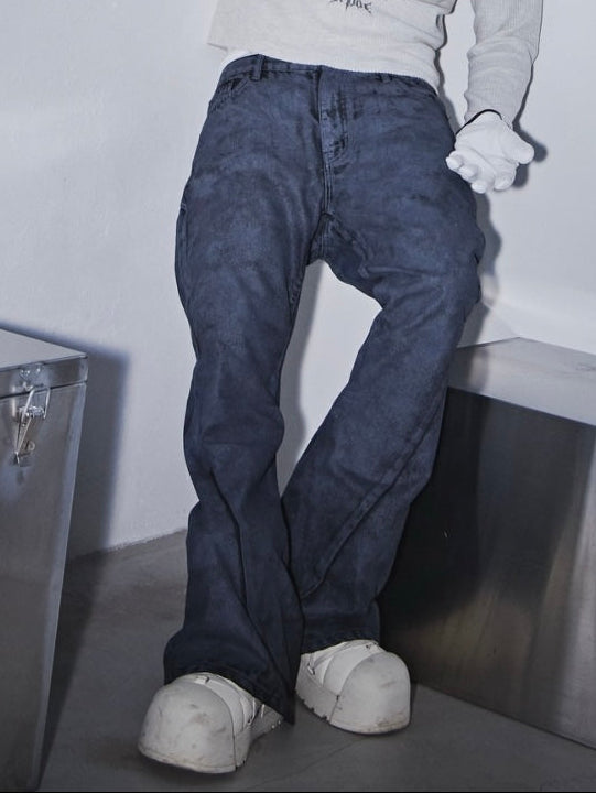 【BEBOF】Black Side Cut Flared Jeans