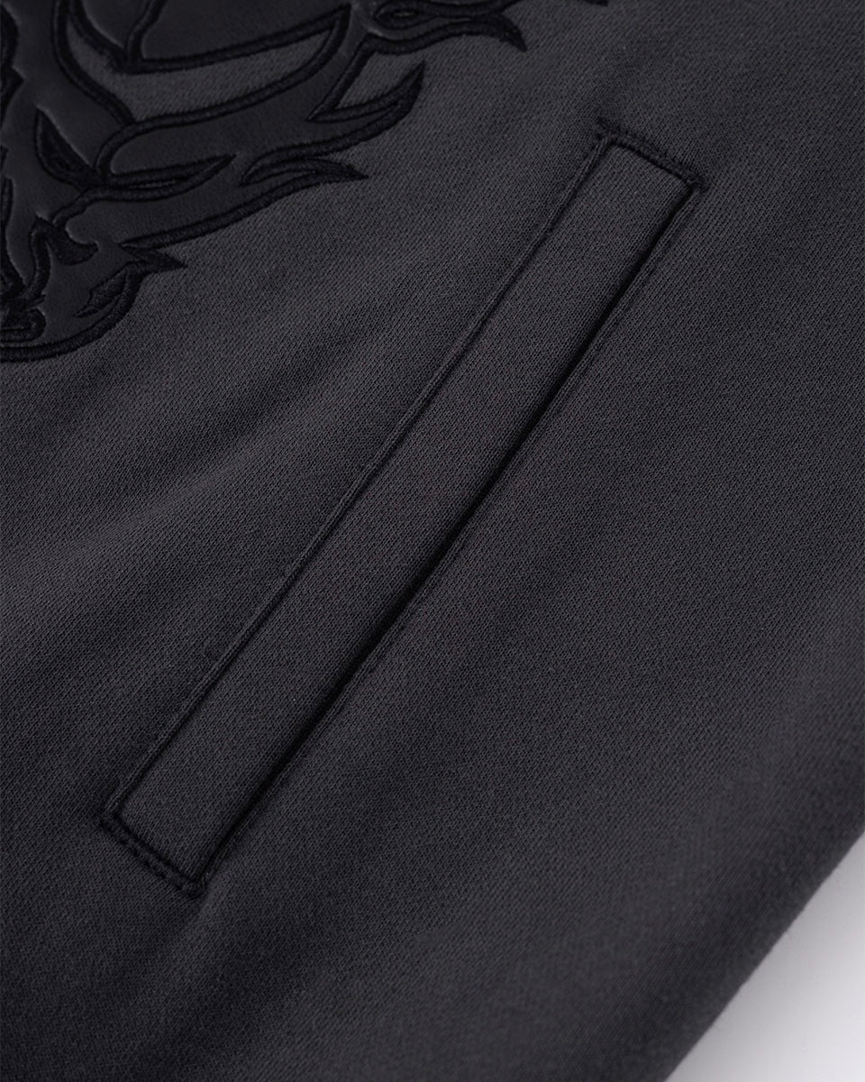 【SUPPLIER】Fire Bones Leather Patch Zip Hoodie