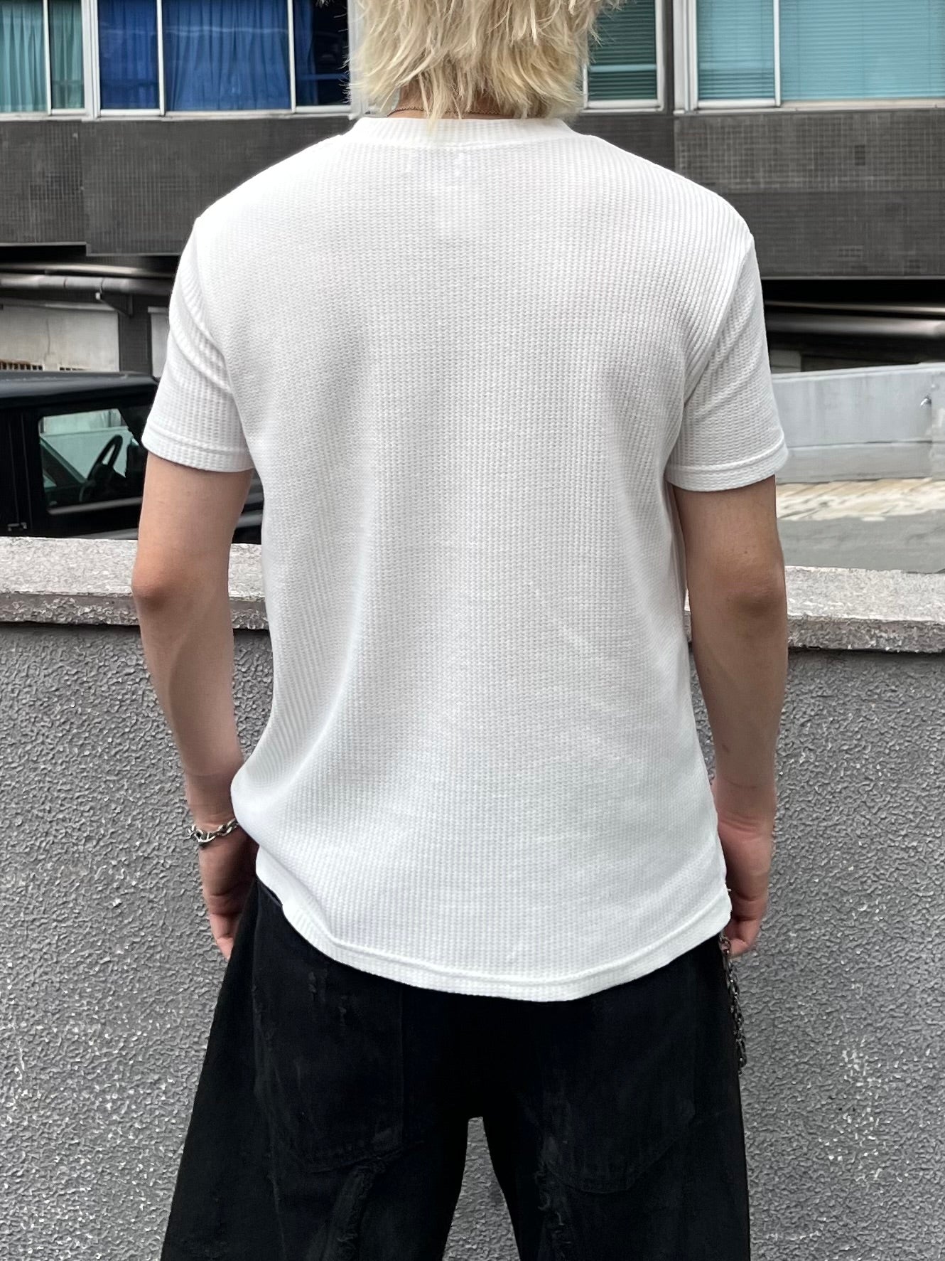 大阪店WEB限定受注制【Chikashitsu + 】button point henley neck t-shirt (3color)