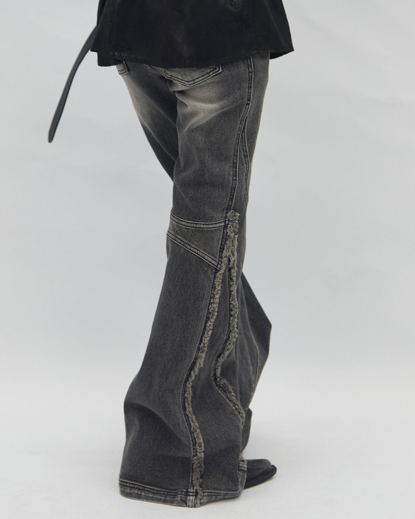 【BLR BLUER】Crush Double Line Washing Denim Pants