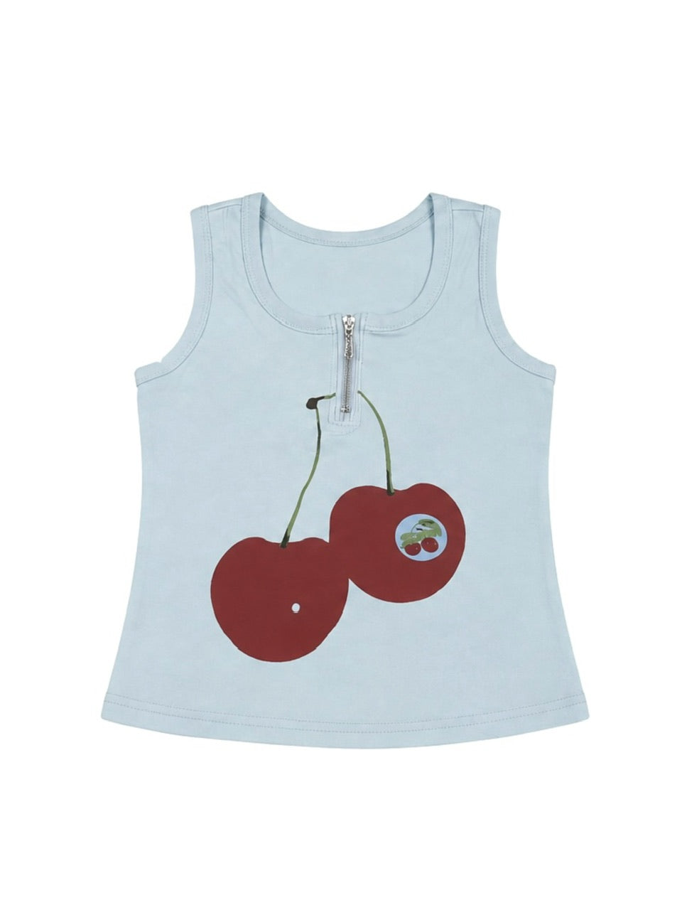 国際配送【Never mind the XU】zip up cherry tank tops