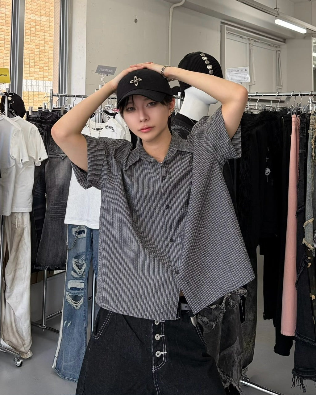 受注制【LUV CODE】ST Crop Short Sleeve Shirt (2color)