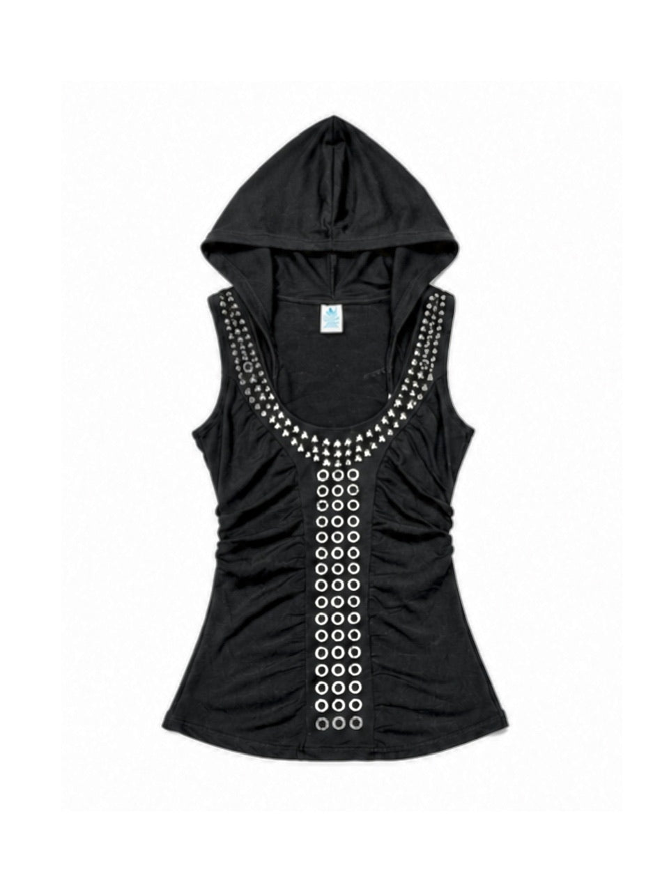 国際配送【Never mind the XU】drape eyelet hoodie tank(2color)
