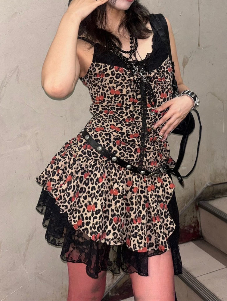 【BABY09】leopard frill lace sleeveless