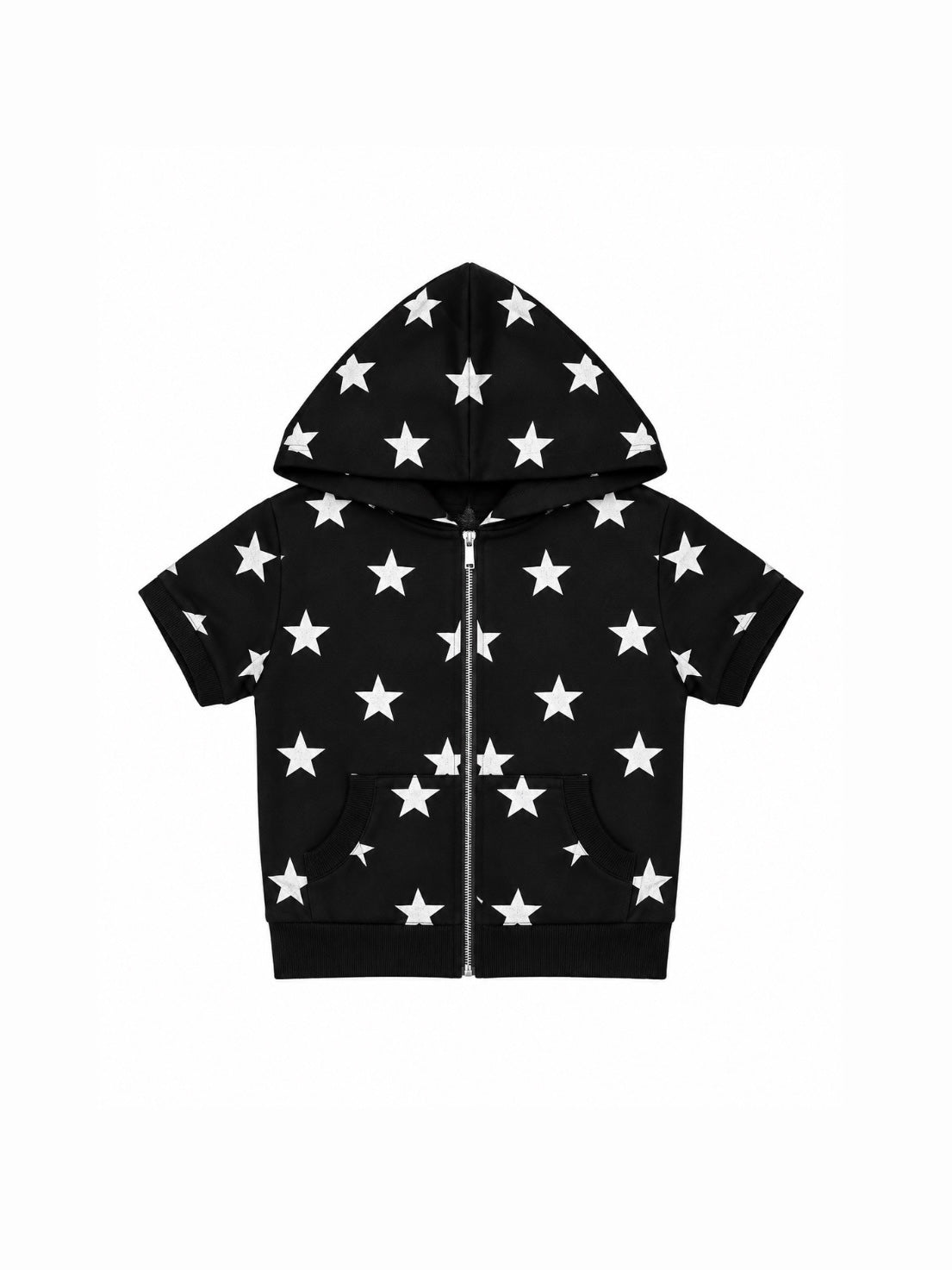 国際配送【Never mind the XU】star short sleeve zip-up hoodie