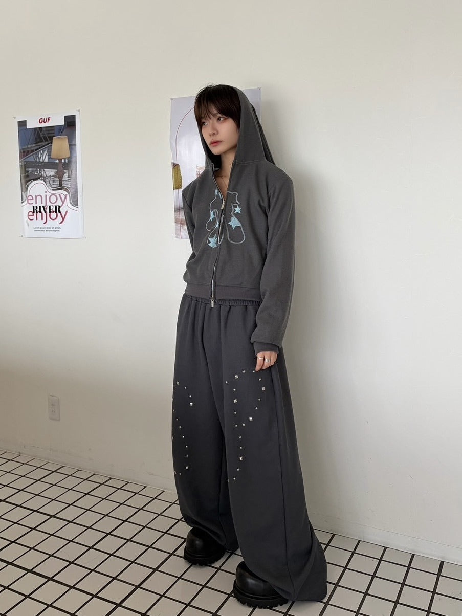 【LUV CODE】rabbit ear zip up hoodie (2color)