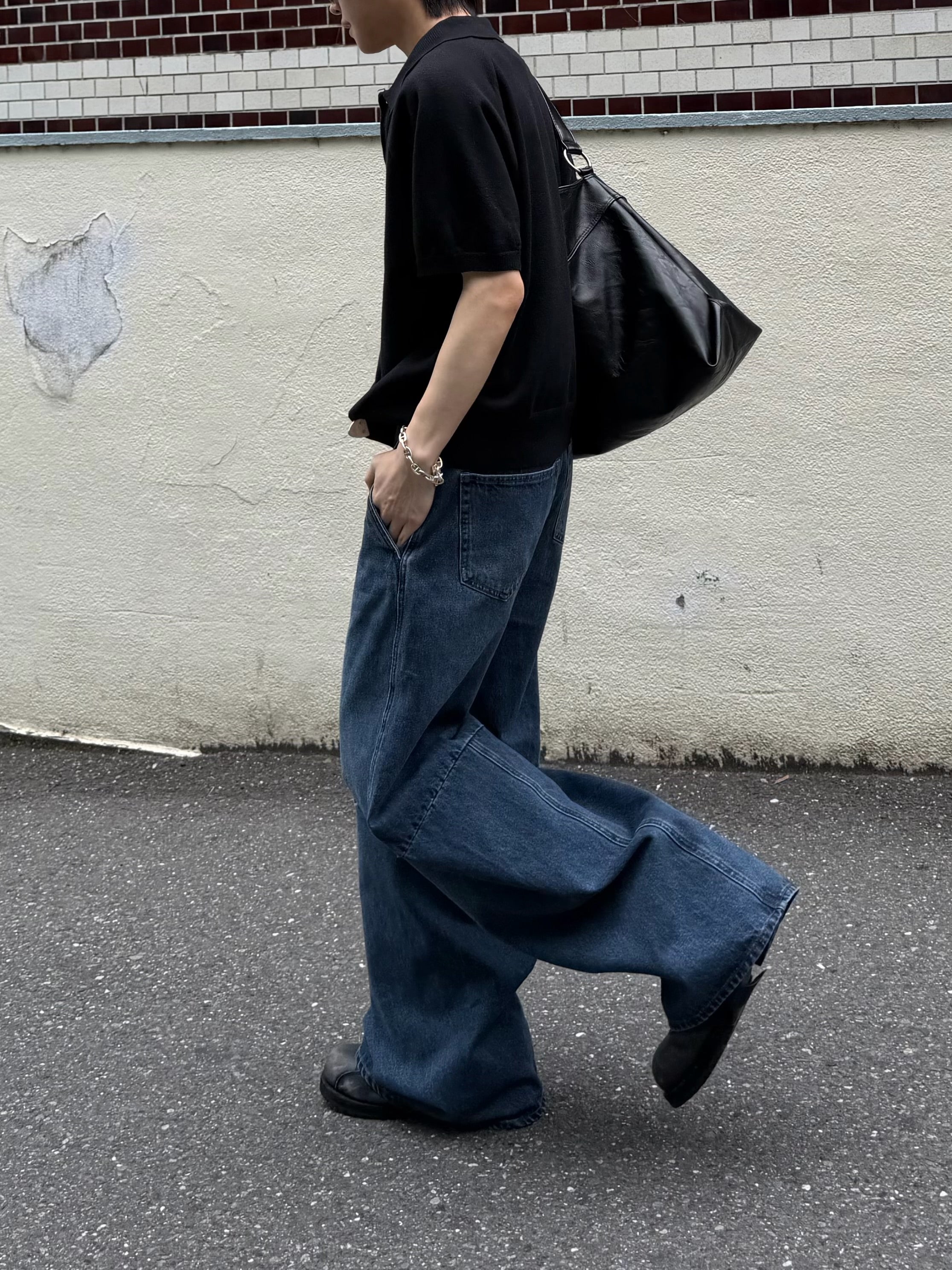東京店WEB限定受注制【Chikashitsu +】cropped knit poloshirt (3color)