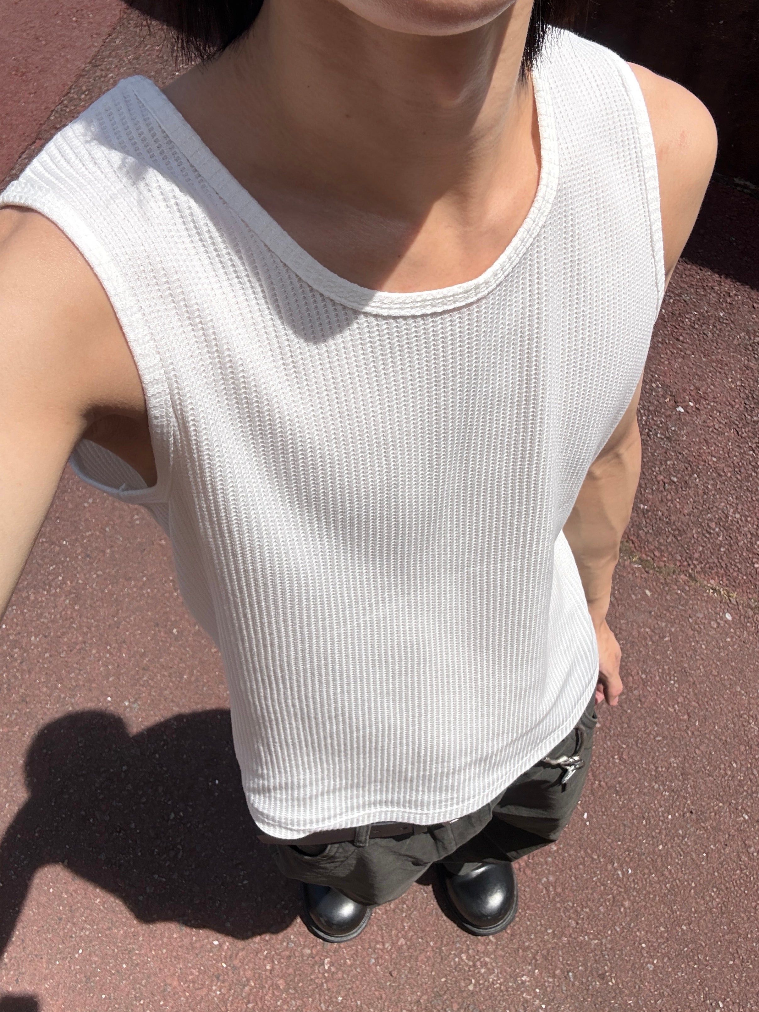 受注制【youll】Waffle tank top (3color)