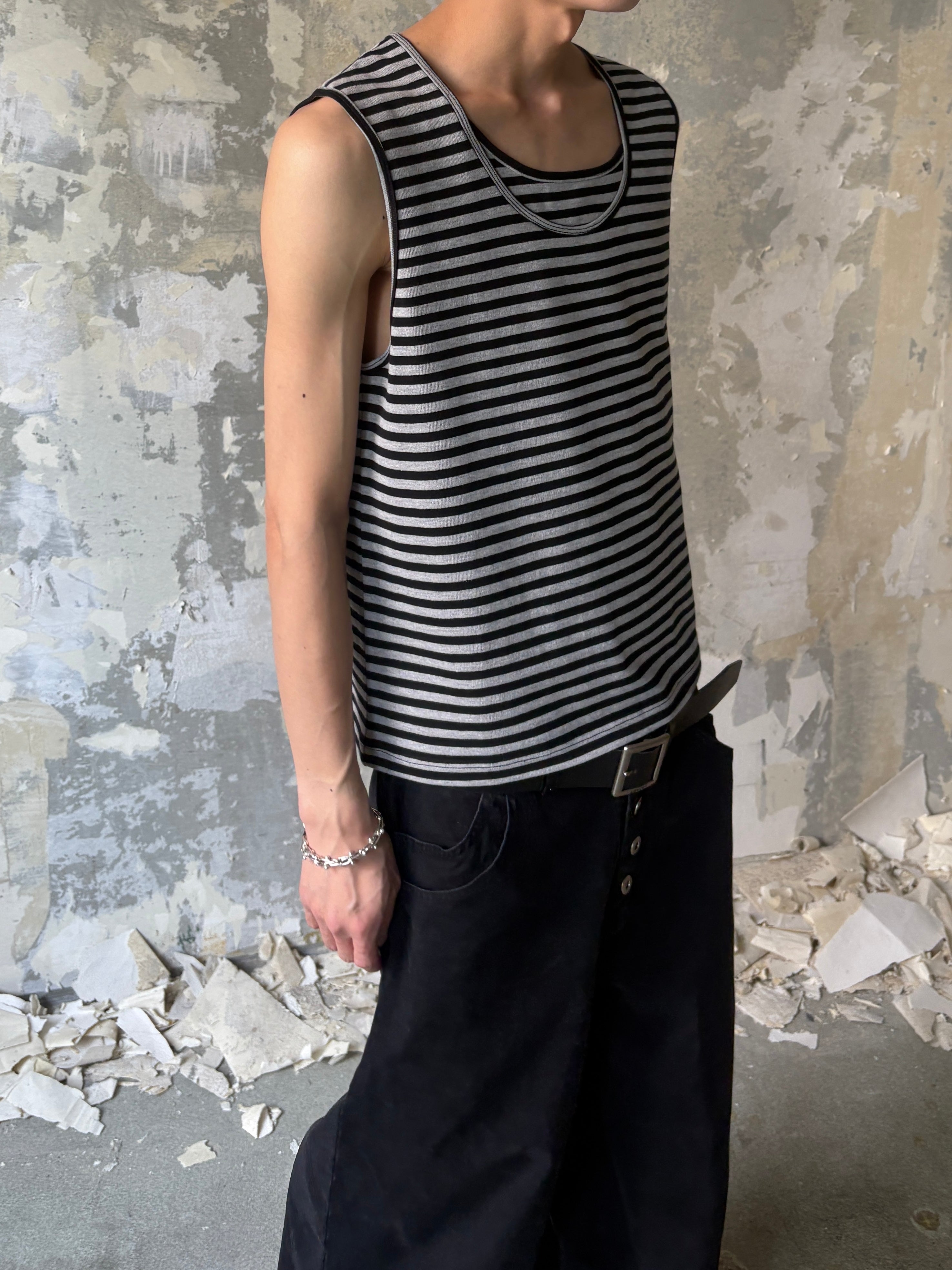 【Lee fi Ne】Layered Stripe Tank