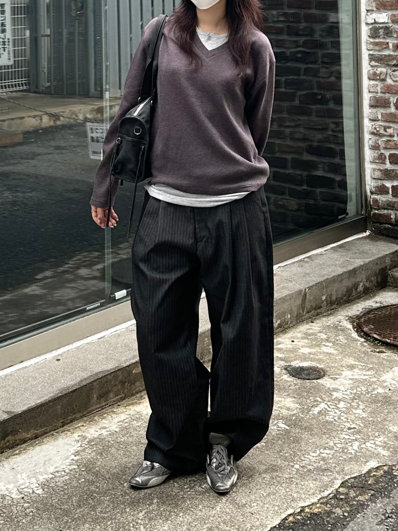 大阪店WEB限定受注制【Chikashitsu +】herringbone tuck wide pants