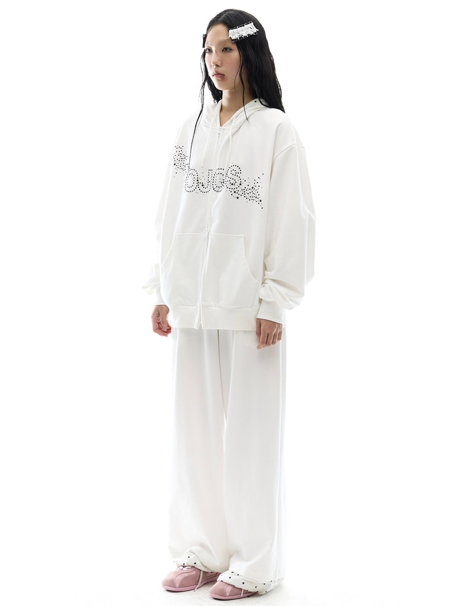 【OJOS】Hotfix Logo Wide Sweatpants