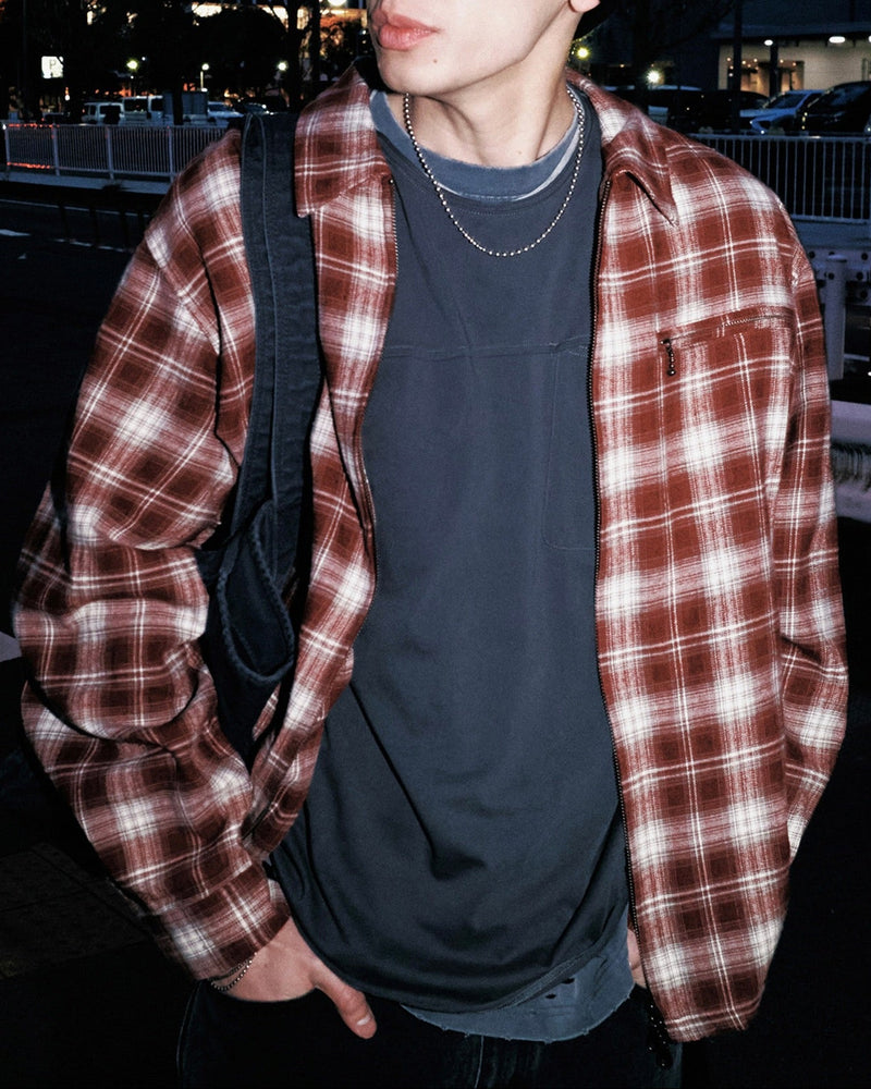 【NOMANUAL】FLANNEL FULL ZIP CHECK SHIRT