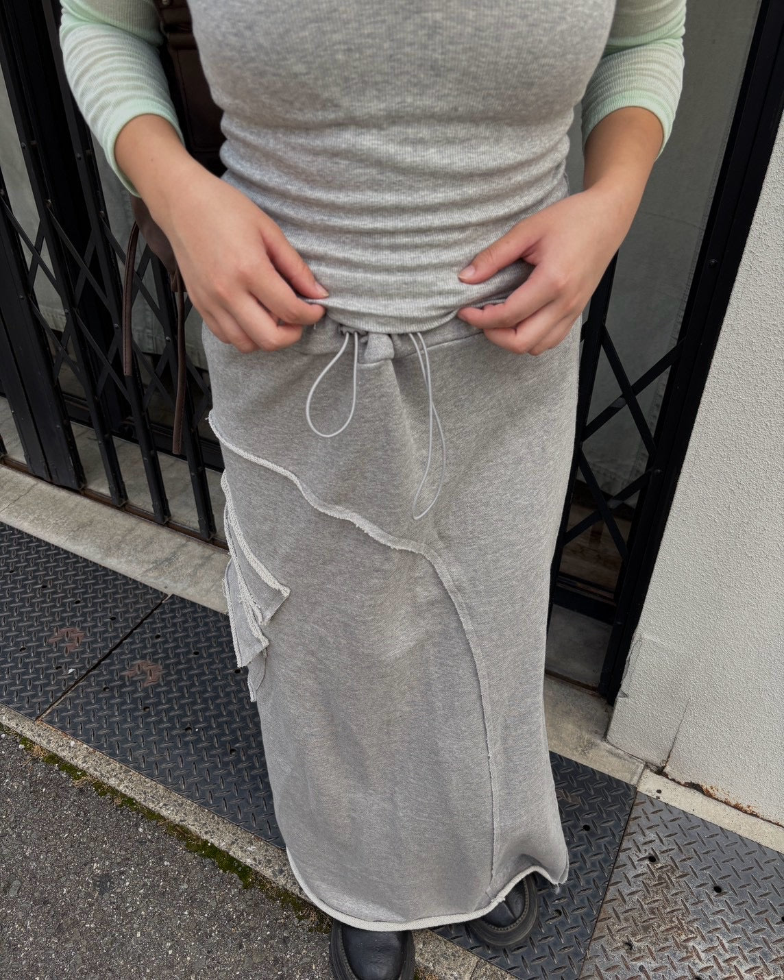 受注制【OaKS】reverse design sweat long skirt (2color)