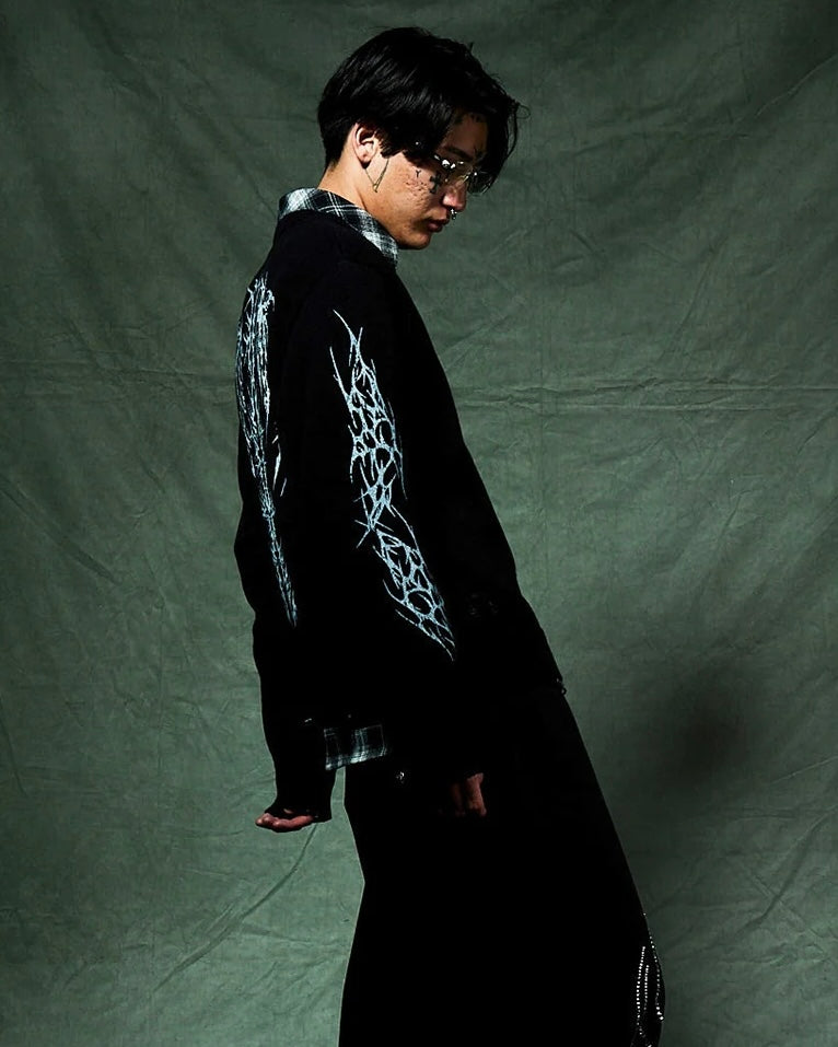【SUPPLIER】Distressed Tribal Bones Crew Knit