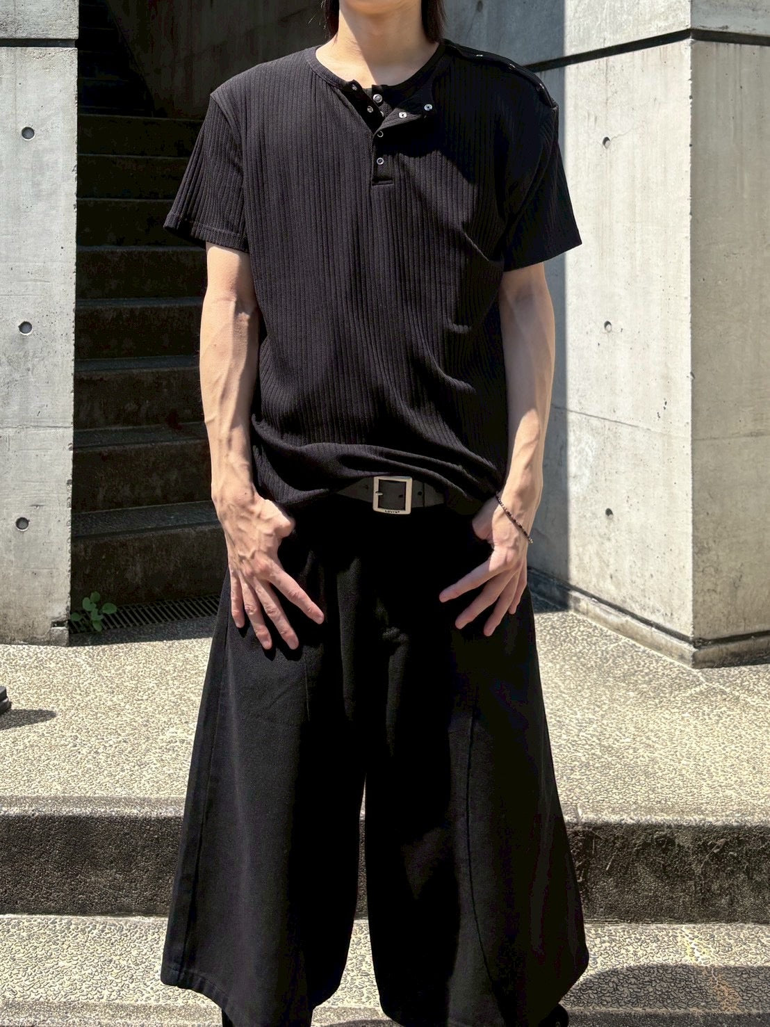 受注制【nmtc+】Shoulder Henley Eyelet Tee (3color)