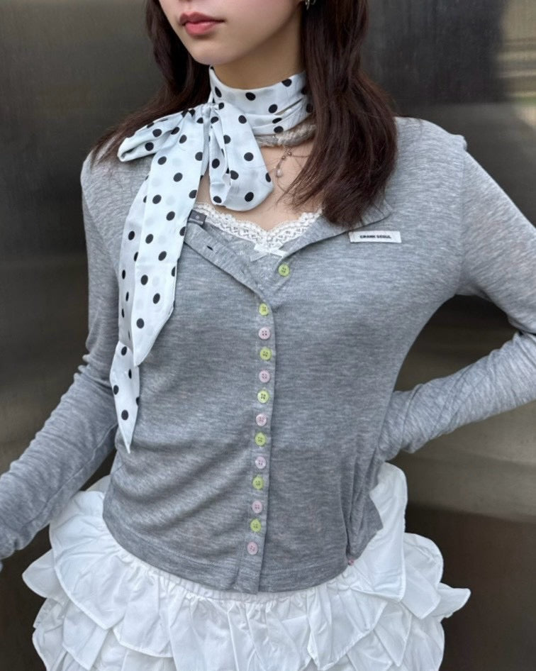 大阪店 WEB限定 受注制【Never mind the XU】Dot Ribbon Scarf