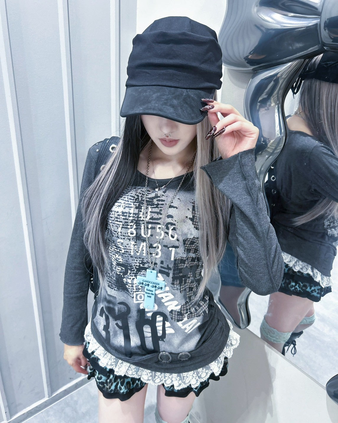 国際配送【BABY09】graphic lace long sleeve