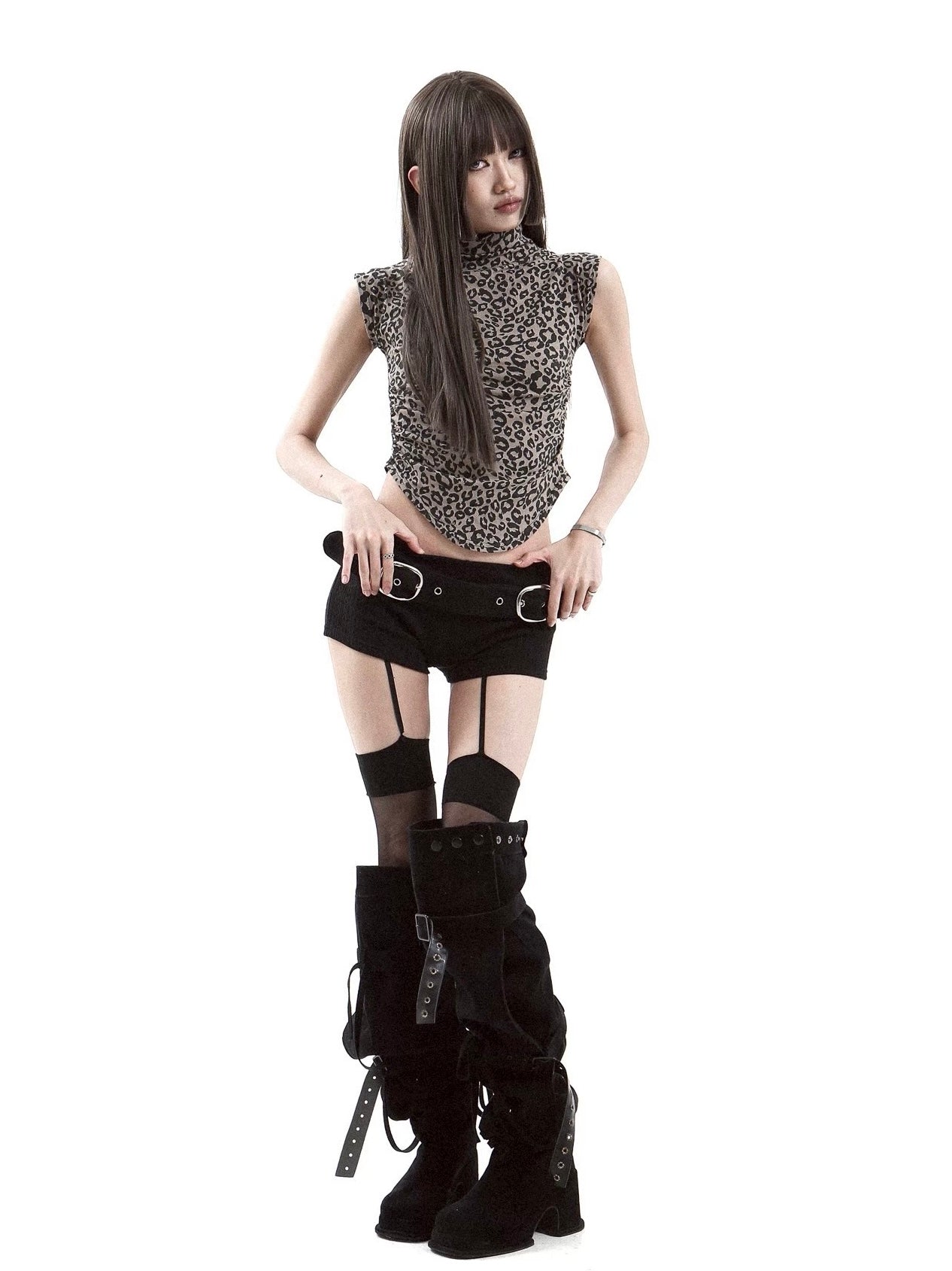 【KAIYA】shrring high neck tee