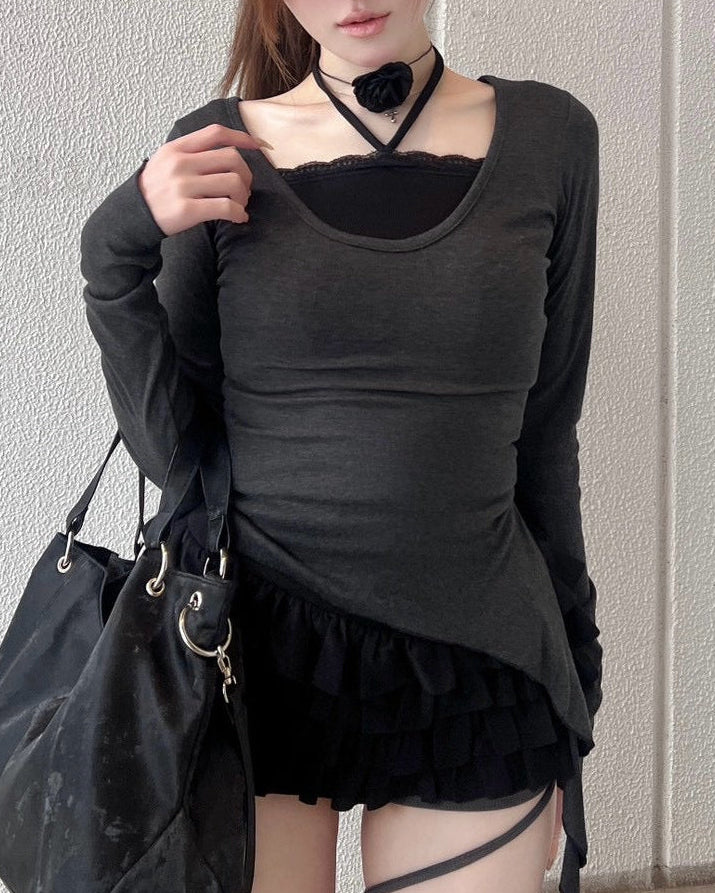 受注制【nmtc+】Asymmetry Layered Top (2color)