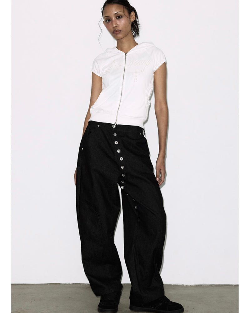 【FANCY CLUB】HOTFIX PUFF SLEEVE HOOD ZIP-UP