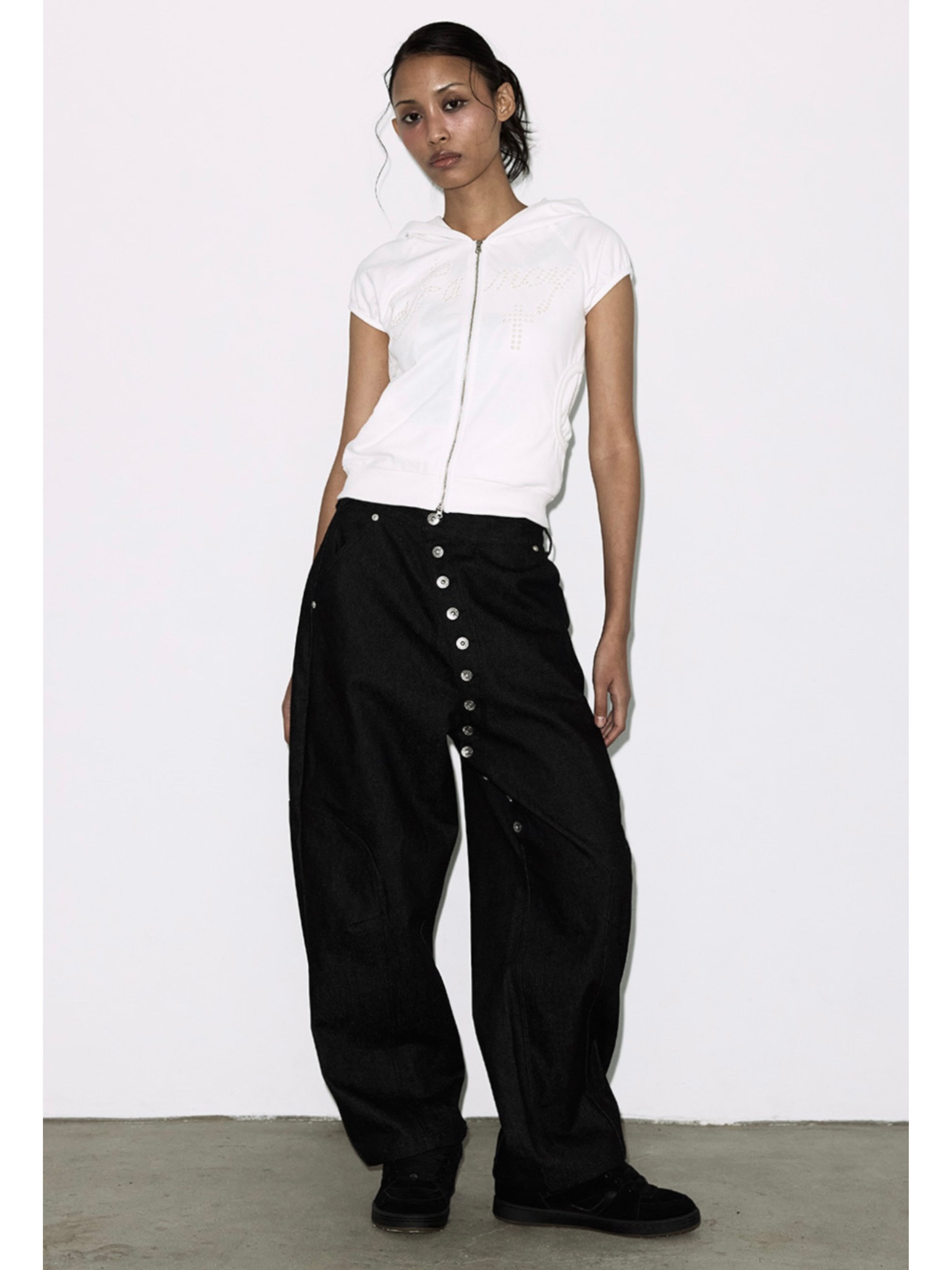 【FANCY CLUB】HOTFIX PUFF SLEEVE HOOD ZIP-UP