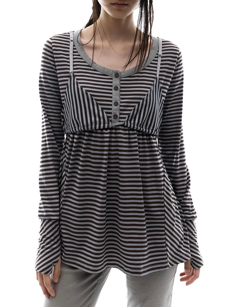 【OJOS】Layered Bra Flare Top