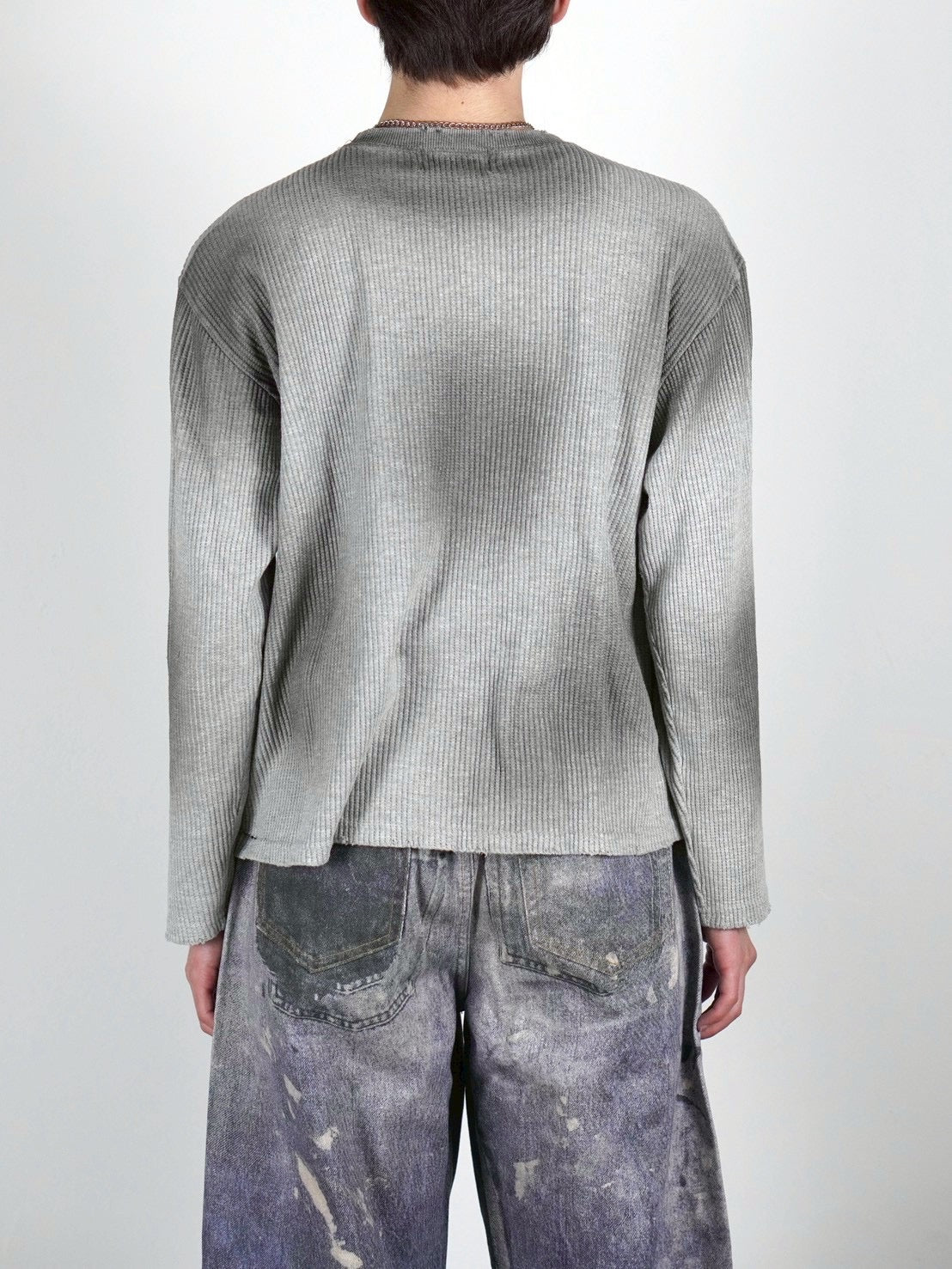 受注制【Chikashitsu +】washed waffle long sleeve (2color)