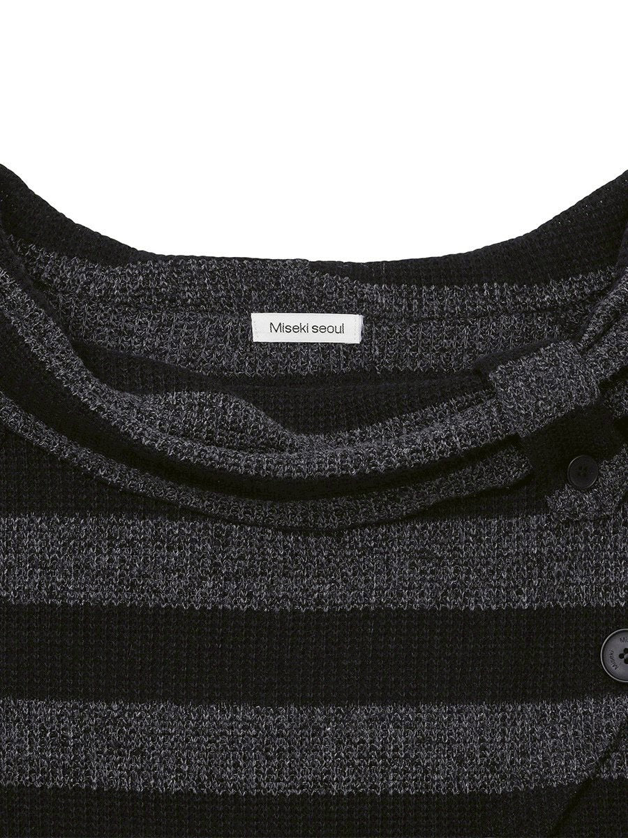 【Miseki seoul】Diagonal crochet knit top