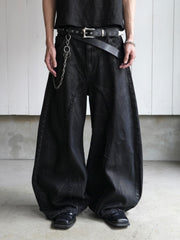 【CHIKASHITSU PLUS HIGH】Washed coating denim pants