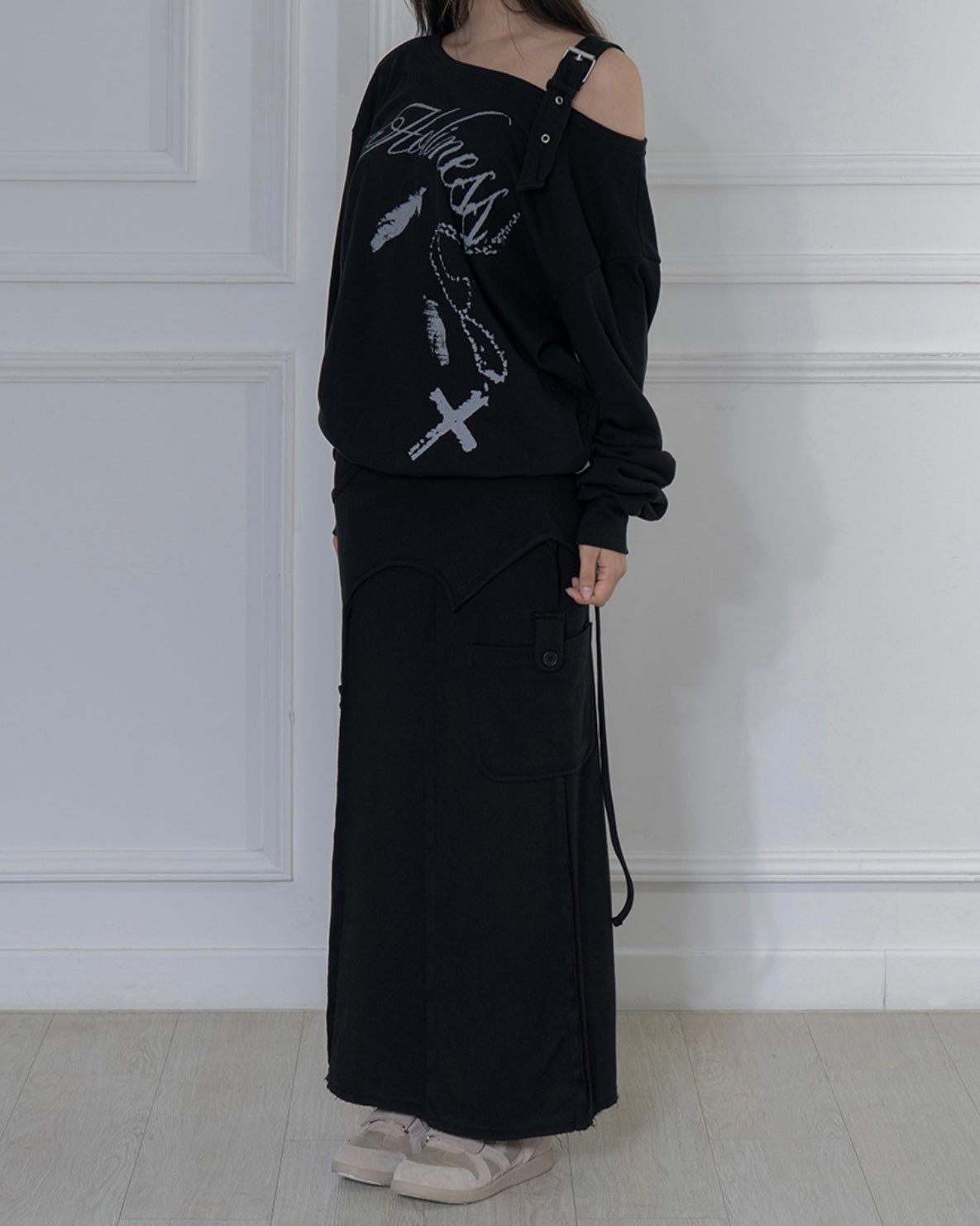 【FANCY CLUB】OVERLAY MAXI SKIRT