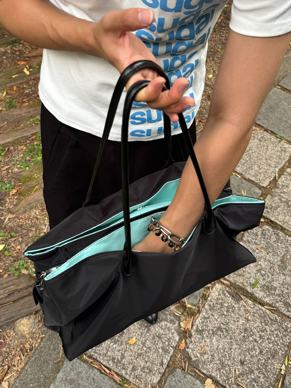 国際配送【RENOL】contrast lining nylon bag