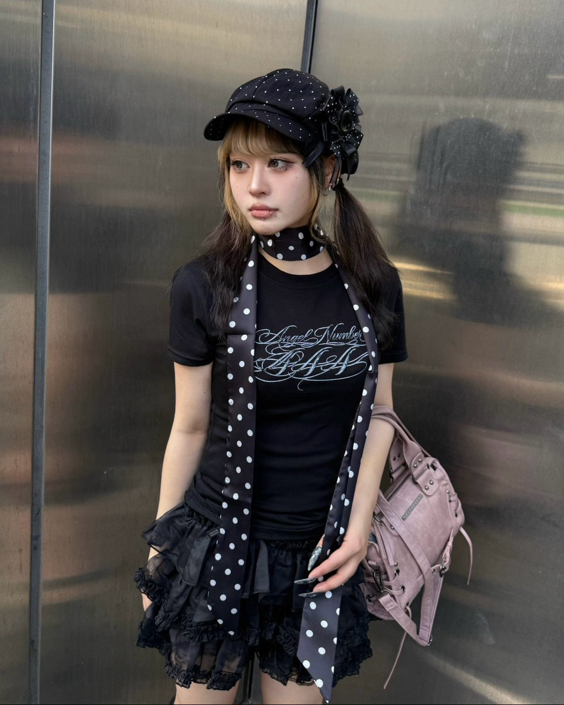 大阪店 WEB限定 受注制【Never mind the XU】Dot Ribbon Scarf