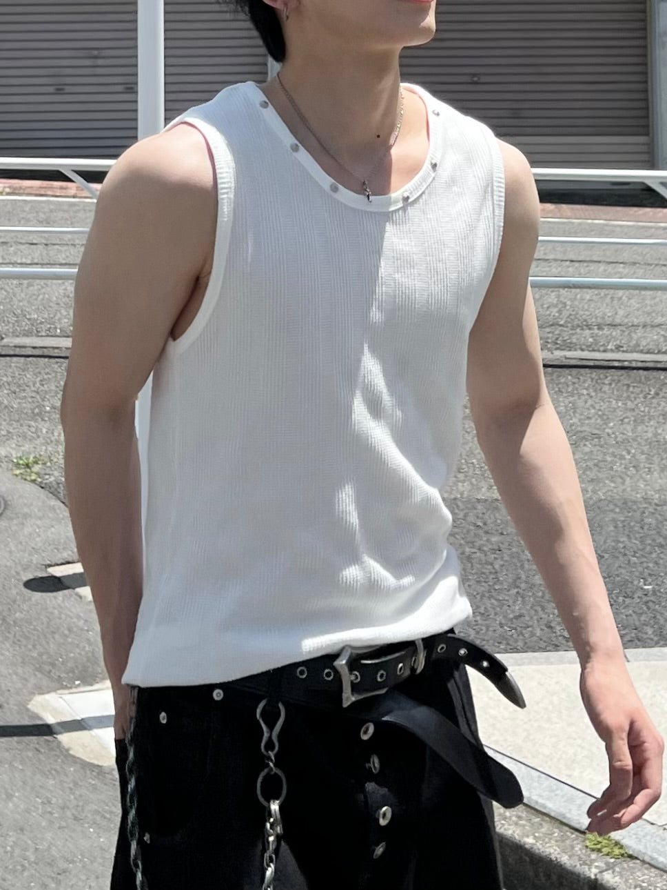 大阪店WEB限定受注制【Chikashitsu +】neck studs tank (3color)