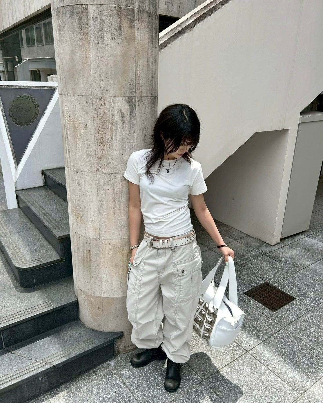 【OaKS】Deep-dyed Cut-out Pants (2color)