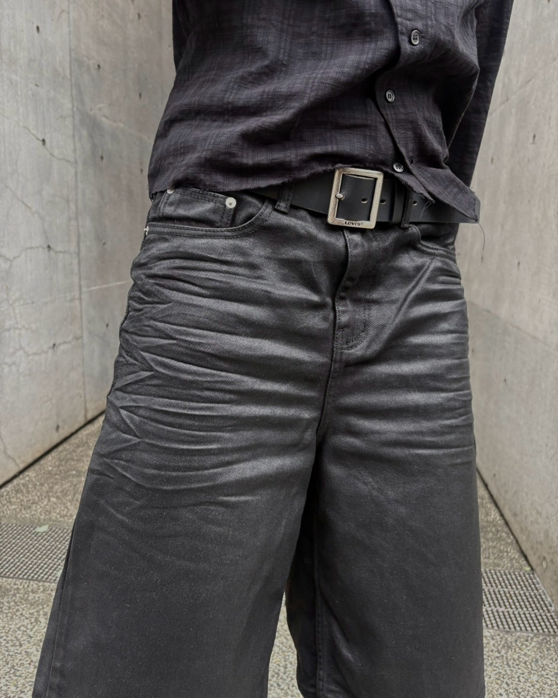 受注制【nmtc+】Coated shirring bermuda pants