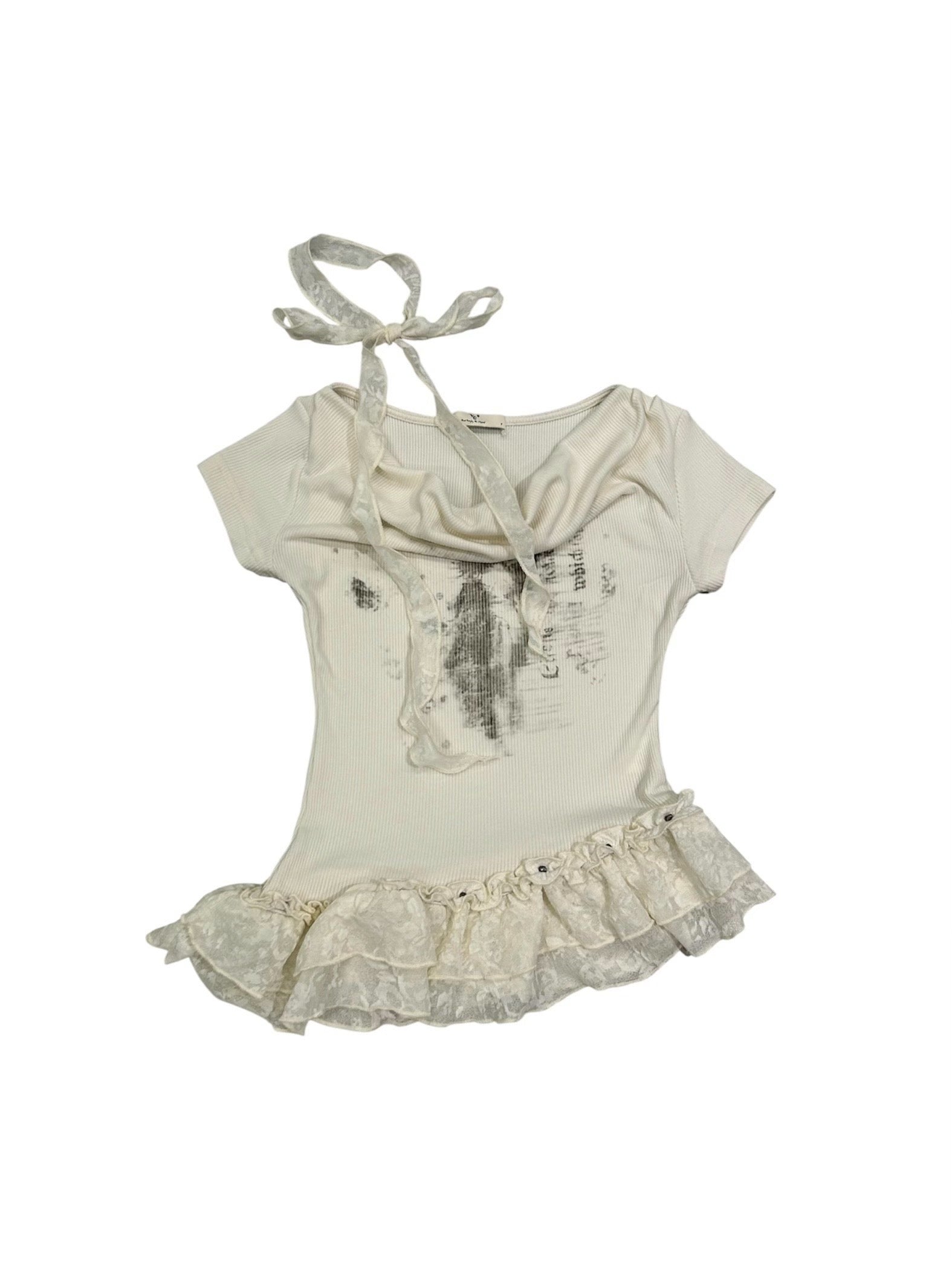 6/5 20:00発売 受注制【nmtc+】Drape Neck Frill Tee Scarf Set (3color)