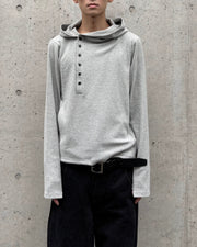 【Lee fi Ne】 Offset Hooded Henley Top