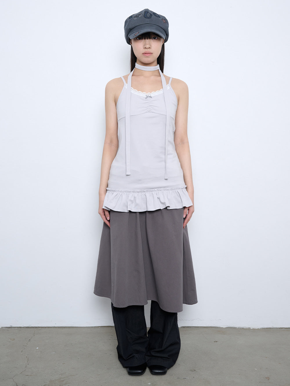 【TUOMIO】SCARF FRILL SLEEVELESS