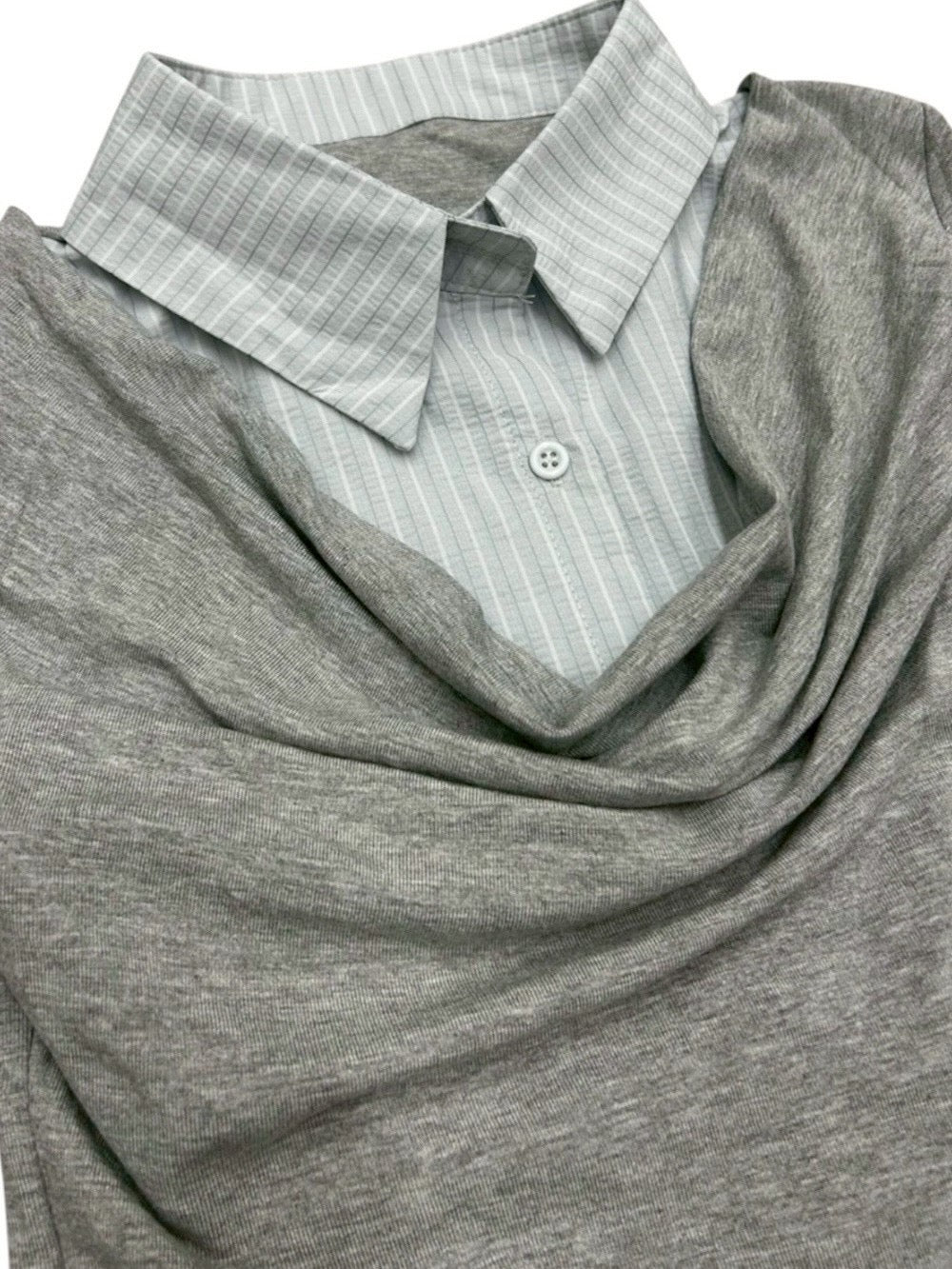 3/1 20:00発売 受注制【nmtc +】draep layered shirts / 【エヌエムティーシープラス】ドレープレイヤード長袖Tシャツ (2color)