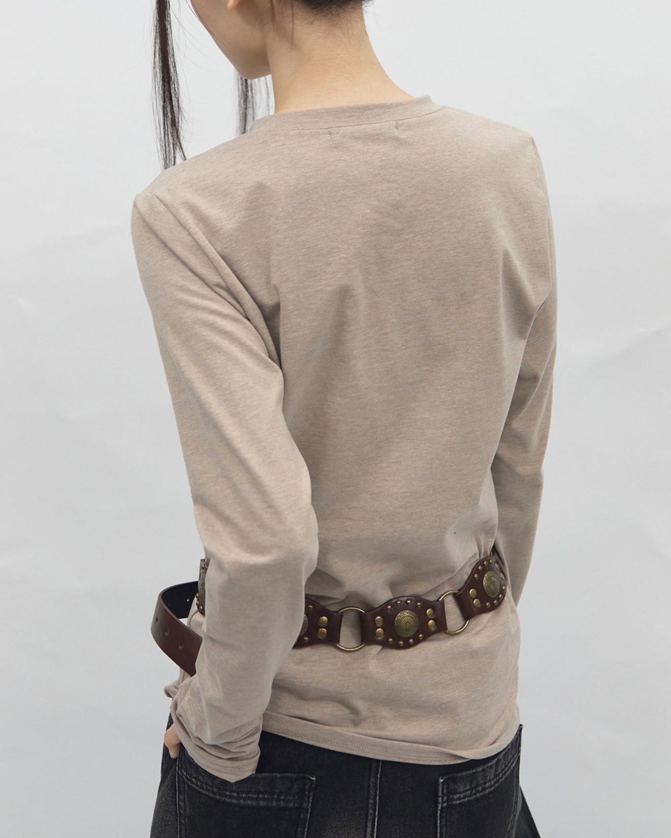 【BLR BLUER】Soft Pin-tuck Henley Long Sleeve