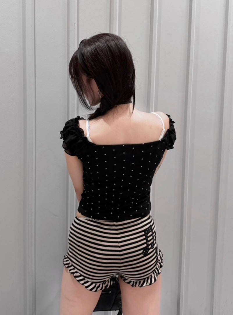 【nmtc+】Dot Lace Ribbon Blouse (2color)
