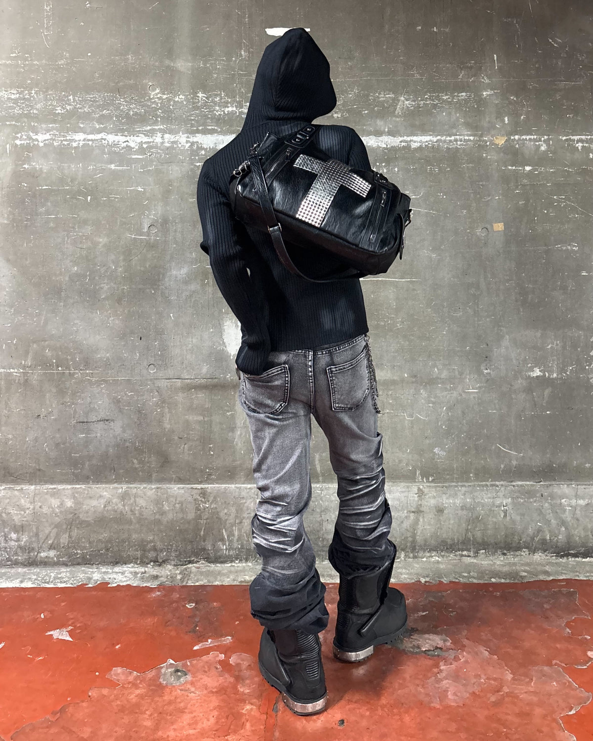受注制【Never mind the XU】SPRAY WASH ZIP KNIT HOODIE (2color)