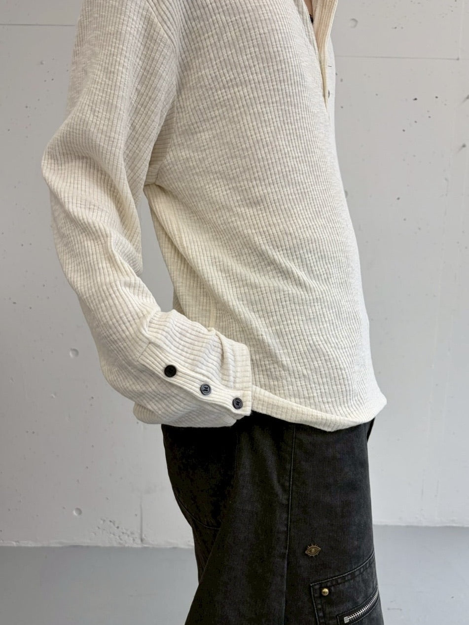受注制【LUV CODE】henley neck long sleeve tee (4color)