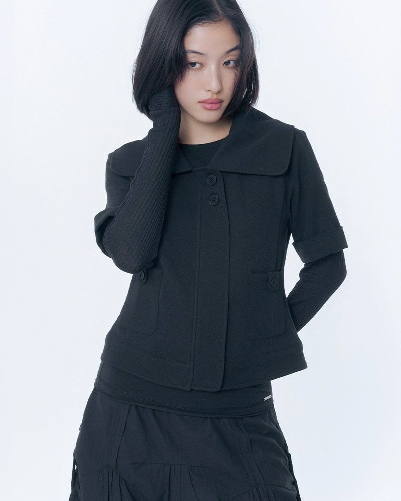 【Miseki seoul】Rolled button short sleeve jacket