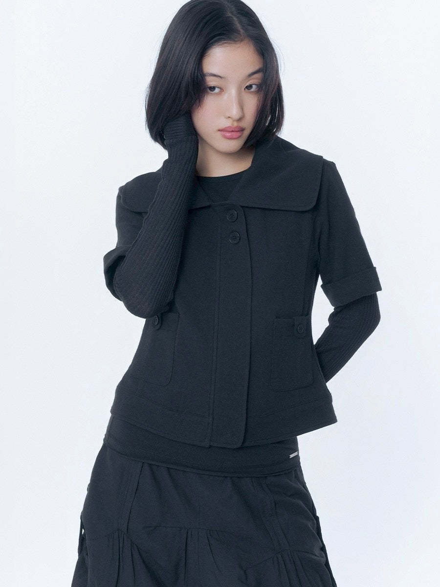 【Miseki seoul】Rolled button short sleeve jacket