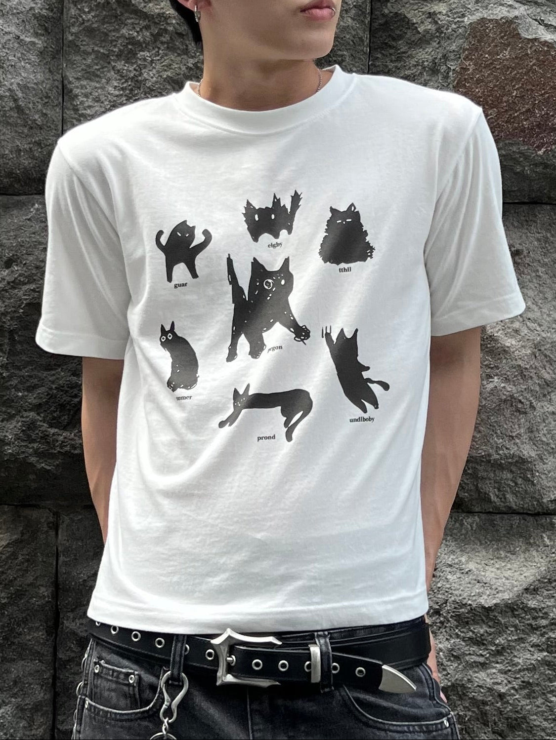 大阪店WEB限定【Chikashitsu +】cat mood graphic t-shirt (2color)
