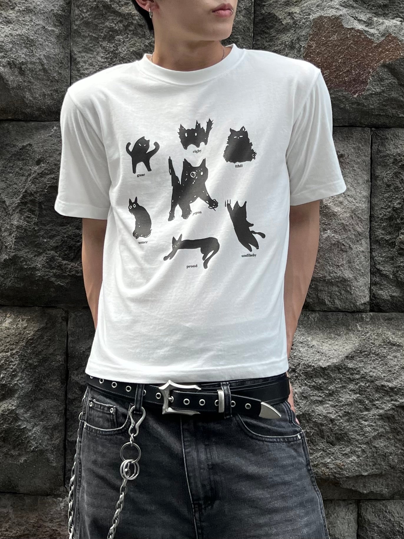 大阪店WEB限定受注制【Chikashitsu +】cat mood graphic t-shirt (2color)