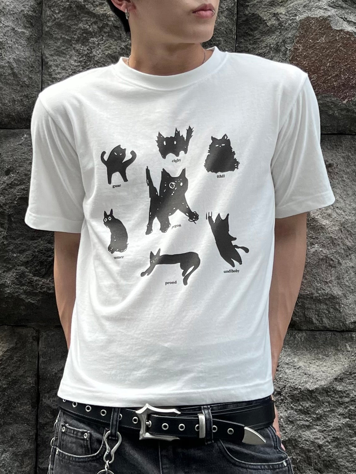 大阪店WEB限定【Chikashitsu +】cat mood graphic t-shirt (2color)