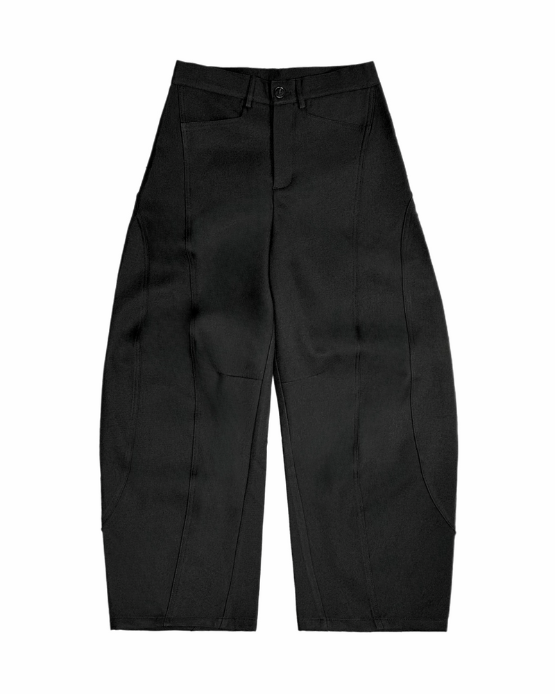 受注制【Chikashitsu +】Curve line wide pants (3color)