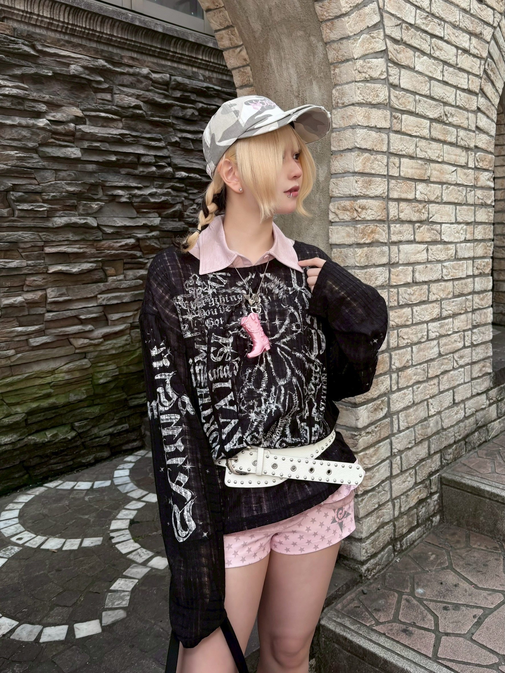 【BABY09】lettering see-through tops (2color)